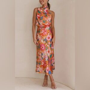 Halter maxi floral dress